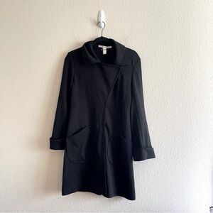 Diane Von Furstenberg Black Hook Closure Trench Coat Long Sleeve with Pockets